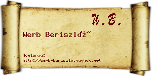 Werb Beriszló névjegykártya